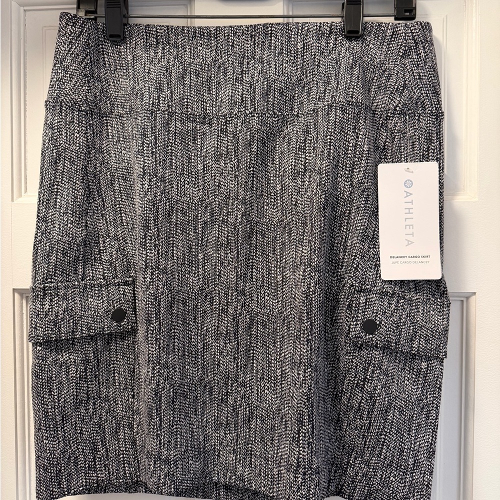 Athleta Delancey Black & White Marled Cargo Knit Skirt